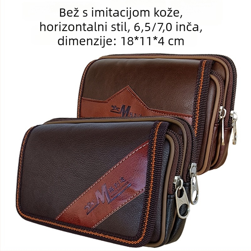Muška torbica za struk - ulični stil, PU koža, otporna na habanje, podstava od poliestera i pamuka, Mingchuangda marka