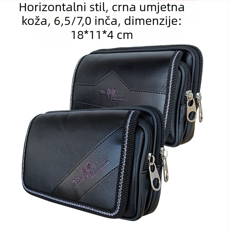 Muška torbica za struk - ulični stil, PU koža, otporna na habanje, podstava od poliestera i pamuka, Mingchuangda marka
