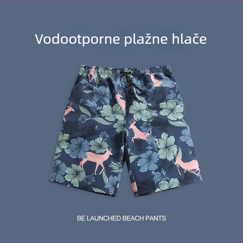 Muške ljetne plažne šorceve, ležernog kroja, brzo suše, tanki materijal, poliester 95%, otisak