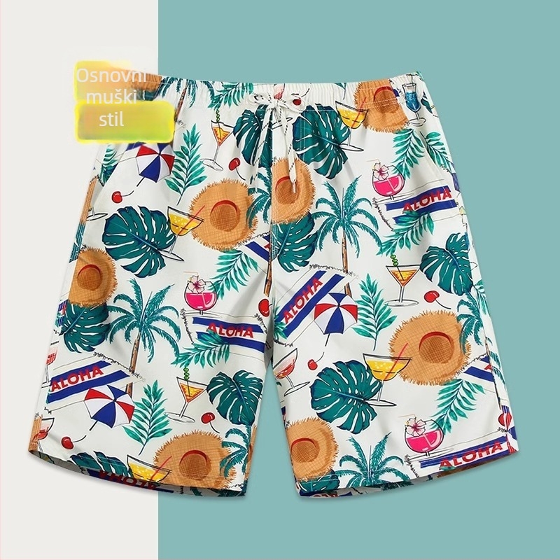 Muške ljetne plažne šorceve, ležernog kroja, brzo suše, tanki materijal, poliester 95%, otisak