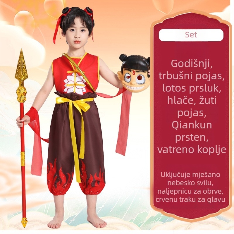 Nezha cosplay kostim – unisex, poliester 95%+, za igre i animaciju, proljeće 2025