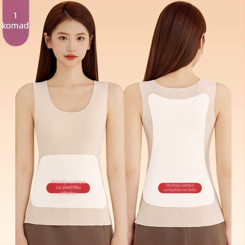 Ženski termalni prsluk s patchom sprijeda i straga, grijanje, debeli poliester materijal