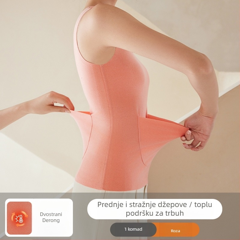 Ženski termalni prsluk s patchom sprijeda i straga, grijanje, debeli poliester materijal