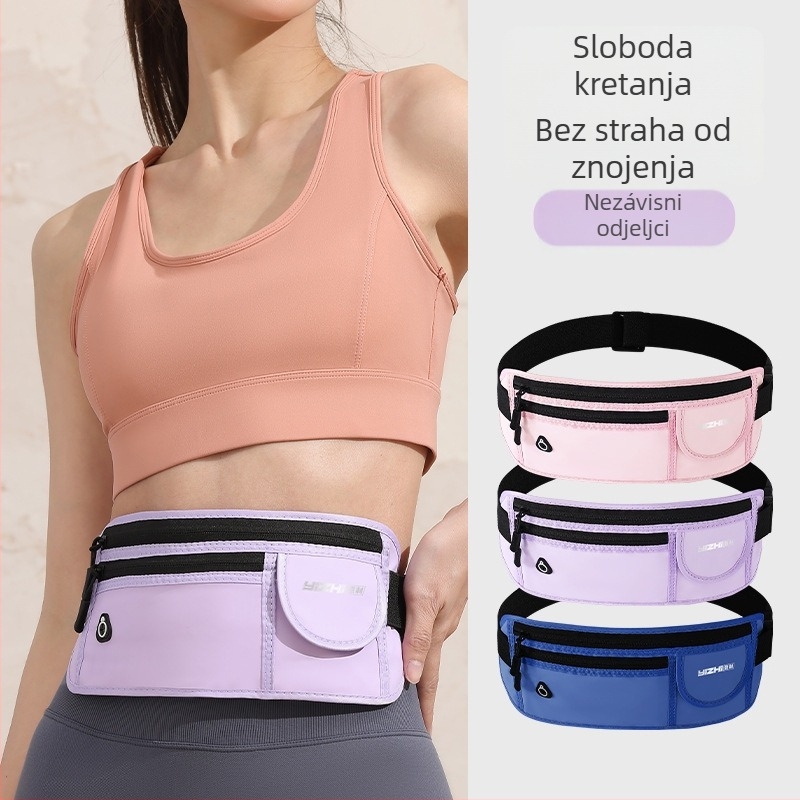 Sportska pojasna torbica za telefon – prozračna, vodootporna, ultra lagana, antibakterijska; PU materijal, suho/mokro odvajanje, pogodna za vanjska trčanja