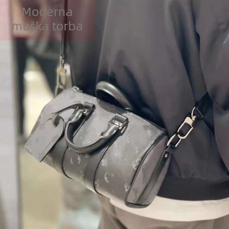 Muška kožna ramenska torba, unisex stil, podstava od poliester, uzorak s slovima, otporna na habanje