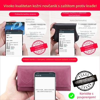 Dugi kožni clutch novčanik s geometrijskim uzorkom, gradski minimalistički stil, podstava od super vlakna, zaštita od prijevara
