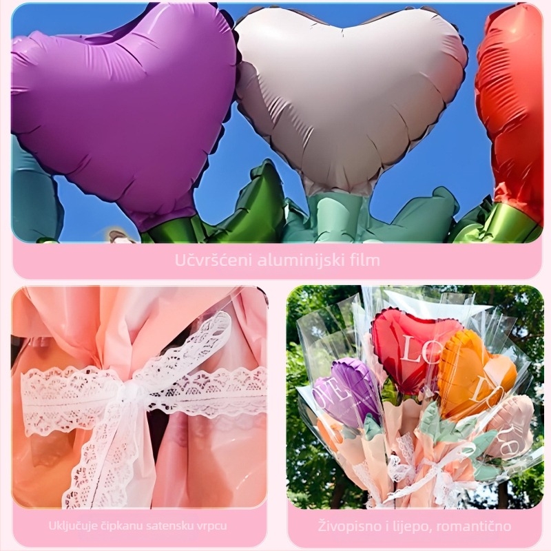 Dongyang chengnuo yibai set balona ljubavi, aluminijski folijski balon, srcolik oblik, za Dan zaljubljenih i Kineski Dan zaljubljenih, rekviziti za fotografije