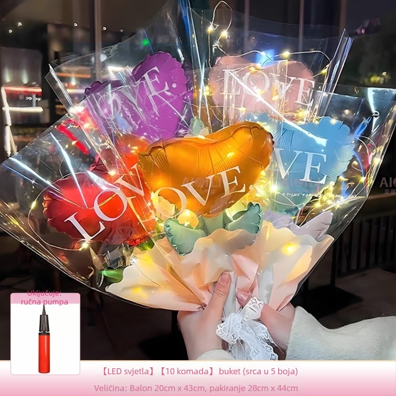 Dongyang chengnuo yibai set balona ljubavi, aluminijski folijski balon, srcolik oblik, za Dan zaljubljenih i Kineski Dan zaljubljenih, rekviziti za fotografije