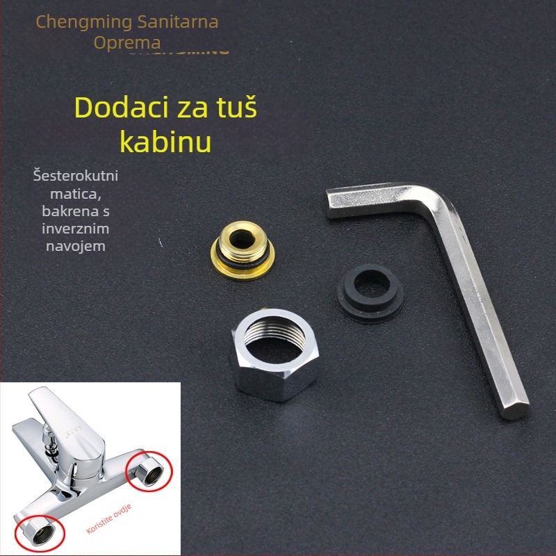 Prošireni pribor za tuš miješalicu – obrnuti vijak i matica, mesing/nerđajući čelik, moderni minimalistički stil, Zhuojiangfang