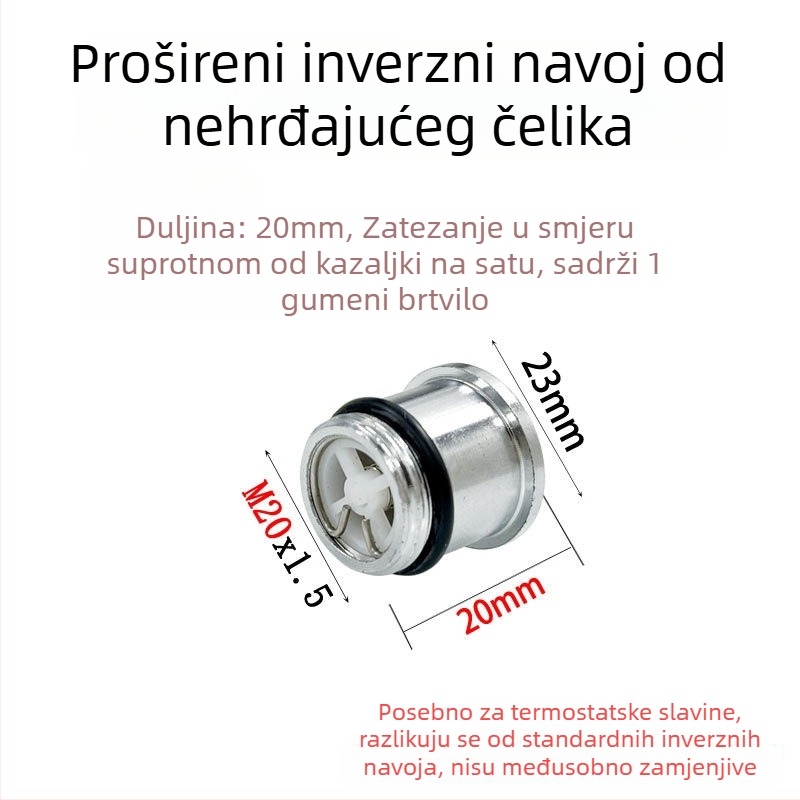 Prošireni pribor za tuš miješalicu – obrnuti vijak i matica, mesing/nerđajući čelik, moderni minimalistički stil, Zhuojiangfang