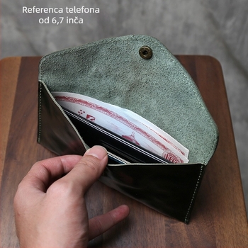 Dugi novčanik od prave kože, gornji sloj kože, 2 preklopa, ulični stil, unisex clutch