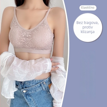 Push-Up grudnjak s čipkastim naramenicama, najlonska tkanina, pune košarice, prozračan