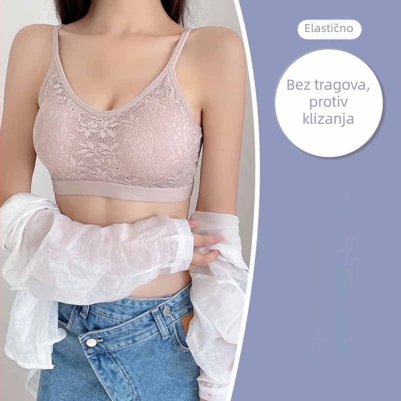 Push-Up grudnjak s čipkastim naramenicama, najlonska tkanina, pune košarice, prozračan