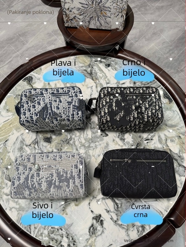 Platnena kozmetička torbica za putovanje s prugastim uzorkom, ležerni stil, podstava od platna, funkcija skladištenja