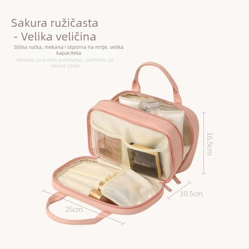 PU kozmetičko-toaletna torbica – velika kapaciteta, vodootporna, zatvarač, unisex, za putovanja