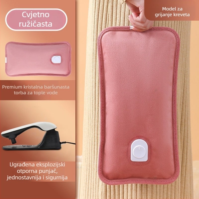 Ponovno punjiva eksplozijski otporna boca tople vode s ručnim grijačem – električno zagrijavanje, 220V, 350W, flanel materijal, automatsko isključivanje, pogodna za ramena, vrat, struk, trbuh, noge i ruke