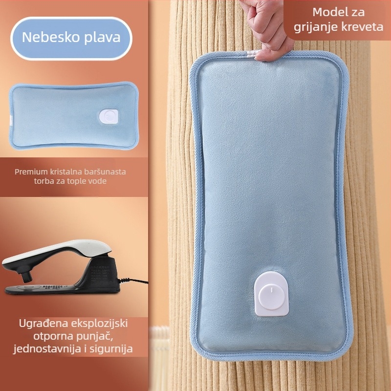 Ponovno punjiva eksplozijski otporna boca tople vode s ručnim grijačem – električno zagrijavanje, 220V, 350W, flanel materijal, automatsko isključivanje, pogodna za ramena, vrat, struk, trbuh, noge i ruke