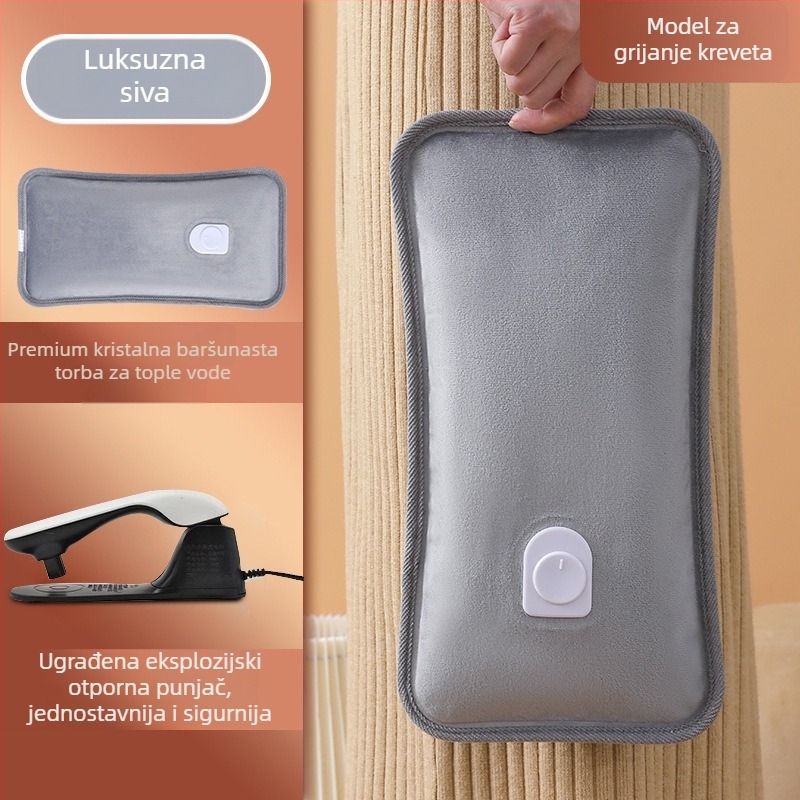 Ponovno punjiva eksplozijski otporna boca tople vode s ručnim grijačem – električno zagrijavanje, 220V, 350W, flanel materijal, automatsko isključivanje, pogodna za ramena, vrat, struk, trbuh, noge i ruke