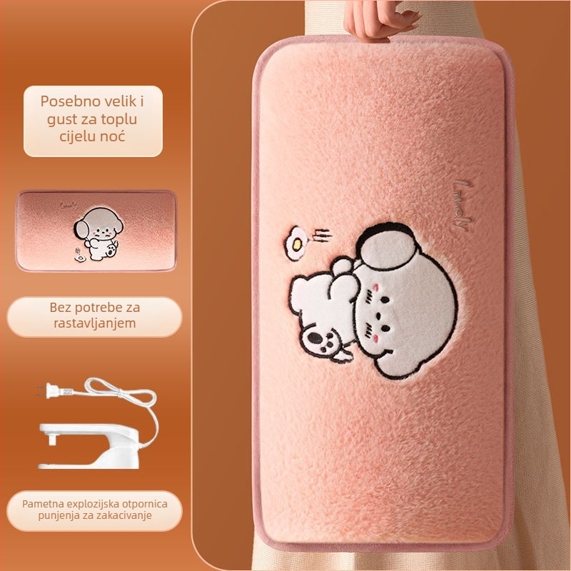 Ponovno punjiva eksplozijski otporna boca tople vode s ručnim grijačem – električno zagrijavanje, 220V, 350W, flanel materijal, automatsko isključivanje, pogodna za ramena, vrat, struk, trbuh, noge i ruke