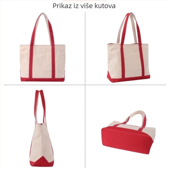Platnena Tote torba za žene sa zatvaračem, poliesterska podstava, unutarnji džep s zipom, horizontalni kvadratni oblik
