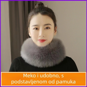 Ženski šal za zimu - lažno lisino krzno, poliester, warp tkanina, topao