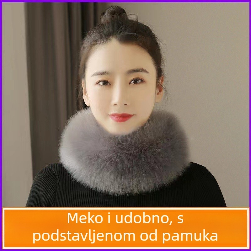Ženski šal za zimu - lažno lisino krzno, poliester, warp tkanina, topao