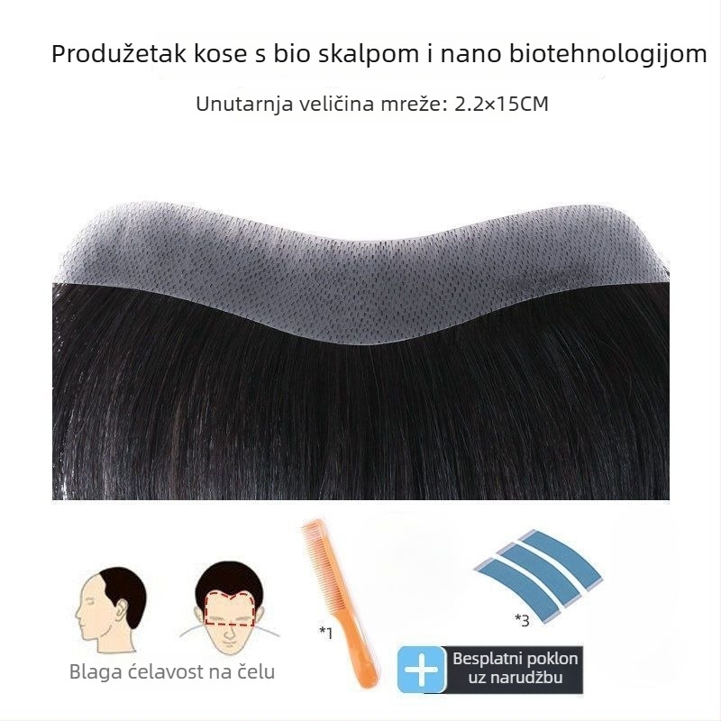 P2 Komad pravih vlasi za muškarce, ručno tkan, ravna kosa, bez bojanja ili trajne