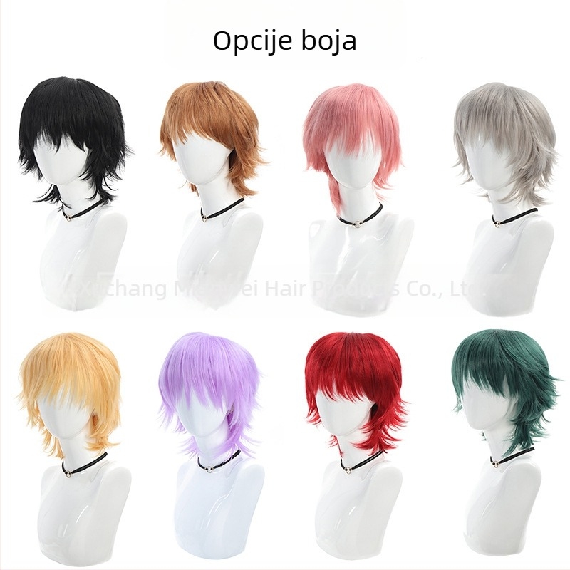 COS perika za ulogu – kratka ravna šiška, vlakna otporna na toplinu, stil igranja uloga