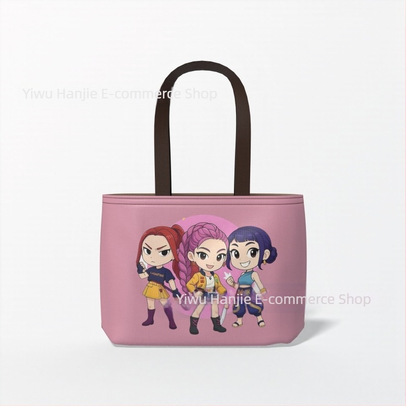 Platnena torba za rame s DIY printom K-Pop Hunter Girl Group, dvostruki remen, pretinjak za prijenosno računalo i kameru