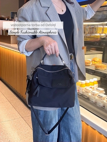 Mukari ženska crossbody torba od Oxford platna, s pretincom za telefon i laminiranim džepom sa zatvaračem, horizontalni kvadratični oblik, zatvaranje na zip