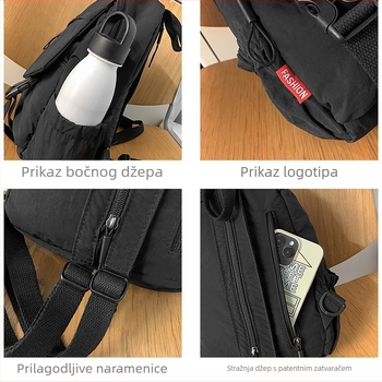 Unisex torba za prsa, multifunkcionalna sportska torba preko ramena, najlon, minimalističko-luksuzni stil, kapacitet ispod 20 L, naramenica s zračnom jastučićem