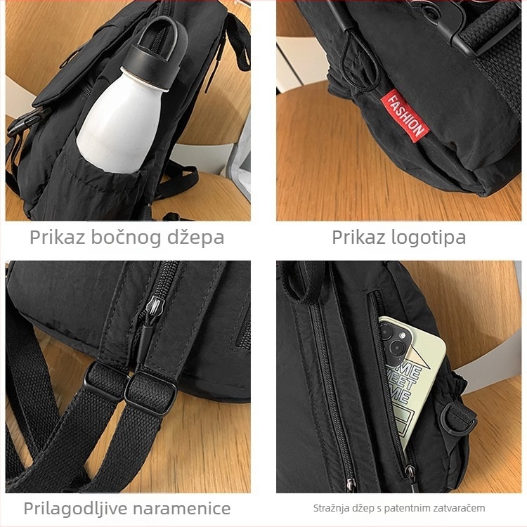 Unisex torba za prsa, multifunkcionalna sportska torba preko ramena, najlon, minimalističko-luksuzni stil, kapacitet ispod 20 L, naramenica s zračnom jastučićem