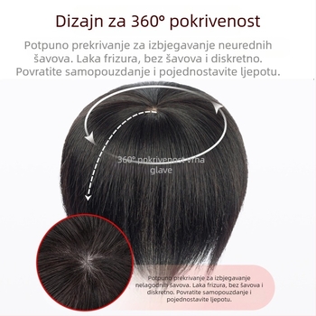 Dio perike za žene, prirodna ljudska kosa, ravne vlasi, model Hand Needle Straight Hair Block, nije za bojanje ili trajnu promjenu