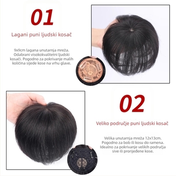 Dio perike za žene, prirodna ljudska kosa, ravne vlasi, model Hand Needle Straight Hair Block, nije za bojanje ili trajnu promjenu