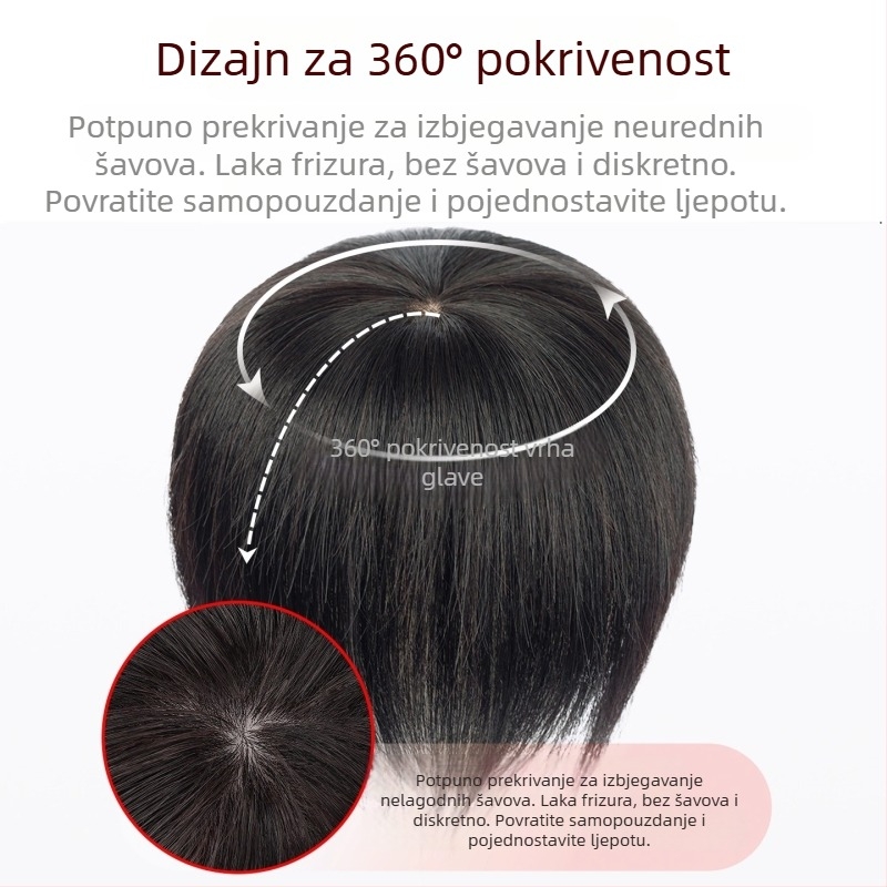 Dio perike za žene, prirodna ljudska kosa, ravne vlasi, model Hand Needle Straight Hair Block, nije za bojanje ili trajnu promjenu