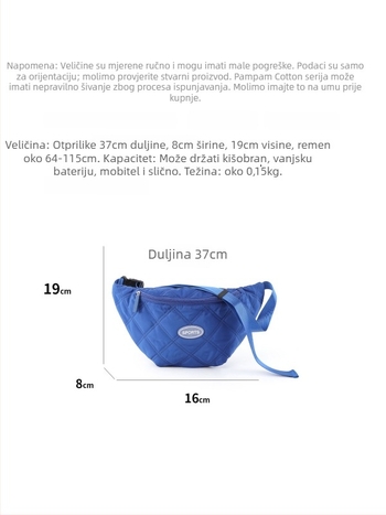 Unisex nylon torbica za prsni/pojas s dijamantnim quilt uzorkom, zatvarač i džep za telefon