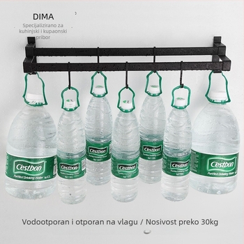 Držač za ručnike za kupaonicu od Space aluminija s crnim anodiziranim premazom, dvostruka konstrukcija, nosivost 10 kg, Emma