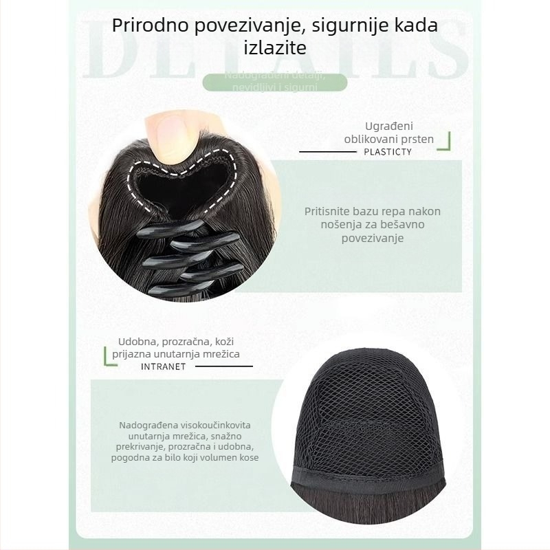 Perika s kopčom za rep, blago kovrčava, pahuljasta duga pletenica – dodatak za kosu