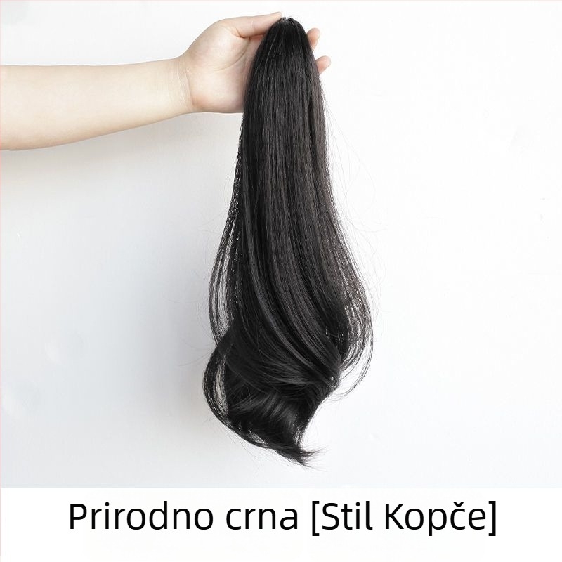 Perika s kopčom za rep, blago kovrčava, pahuljasta duga pletenica – dodatak za kosu