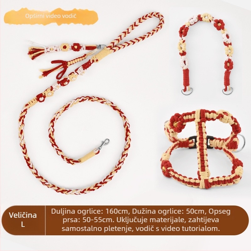 DIY povodac za psa – ručno pletenje, pamuk, univerzalna upotreba, božićni dizajn, ležerni stil