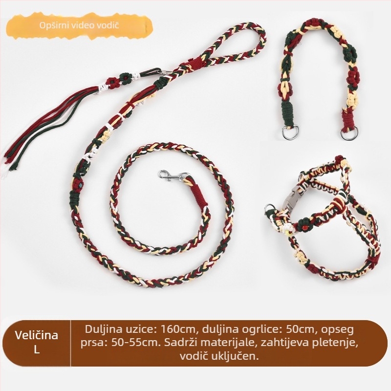 DIY povodac za psa – ručno pletenje, pamuk, univerzalna upotreba, božićni dizajn, ležerni stil