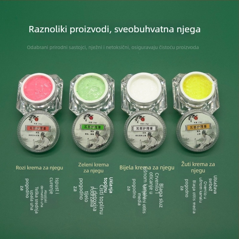 Set za njegu uha: ne-svijetle žličice za uho i krema za njegu, olakšanje od crvenila i svrbeža, 10–20 g