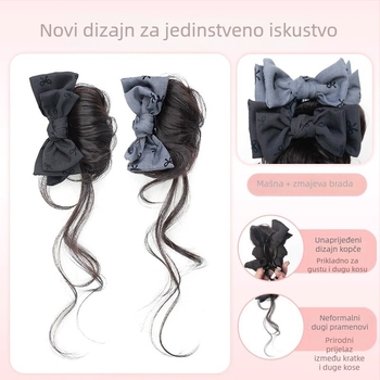 Perika s repom – model Bow tie gripper dragon whiskers, ručno izrađena, kosa od proteinskih vlakana / vlakana flange, pogodna za sve tonove kože i oblike lica