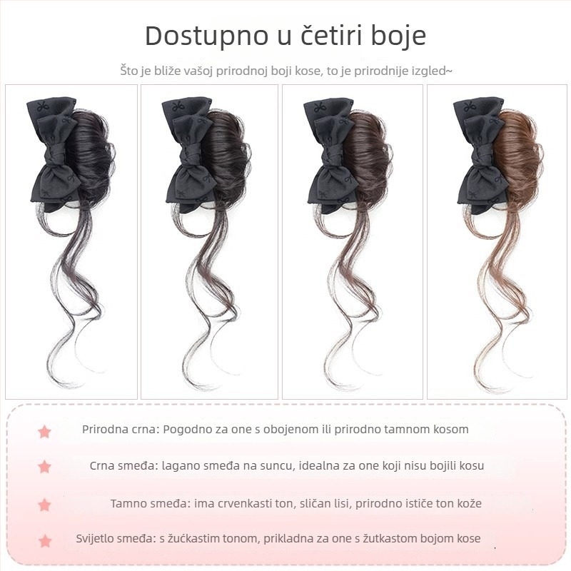 Perika s repom – model Bow tie gripper dragon whiskers, ručno izrađena, kosa od proteinskih vlakana / vlakana flange, pogodna za sve tonove kože i oblike lica