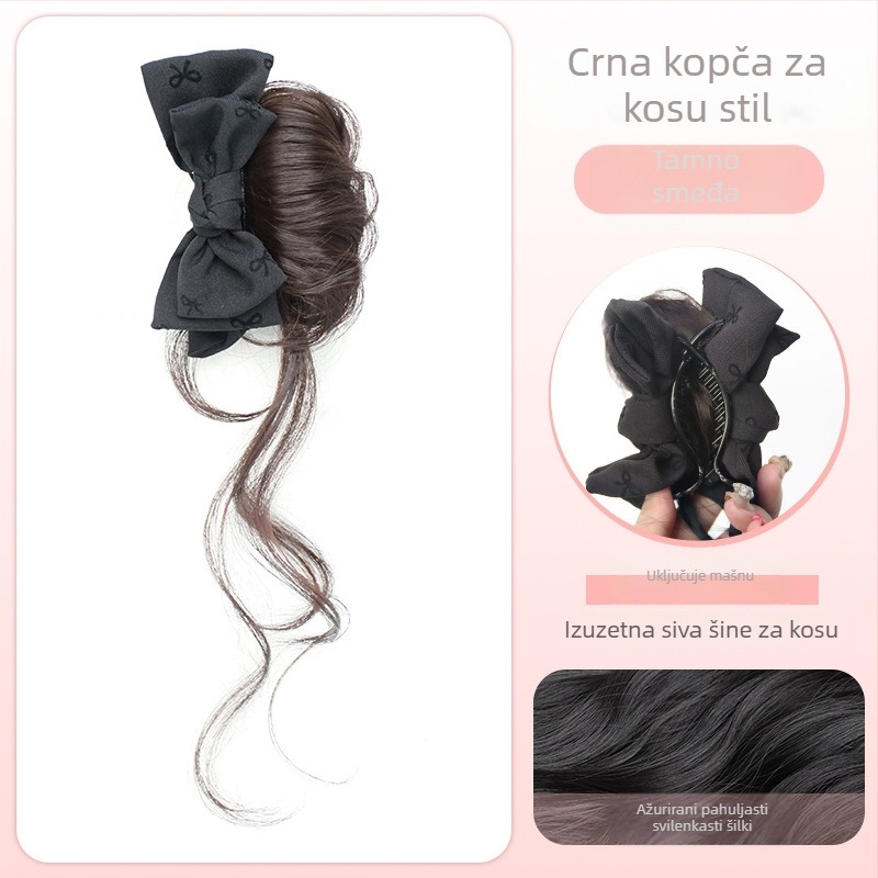 Perika s repom – model Bow tie gripper dragon whiskers, ručno izrađena, kosa od proteinskih vlakana / vlakana flange, pogodna za sve tonove kože i oblike lica