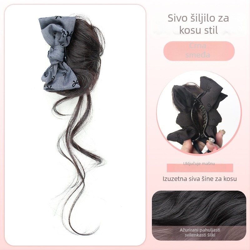 Perika s repom – model Bow tie gripper dragon whiskers, ručno izrađena, kosa od proteinskih vlakana / vlakana flange, pogodna za sve tonove kože i oblike lica