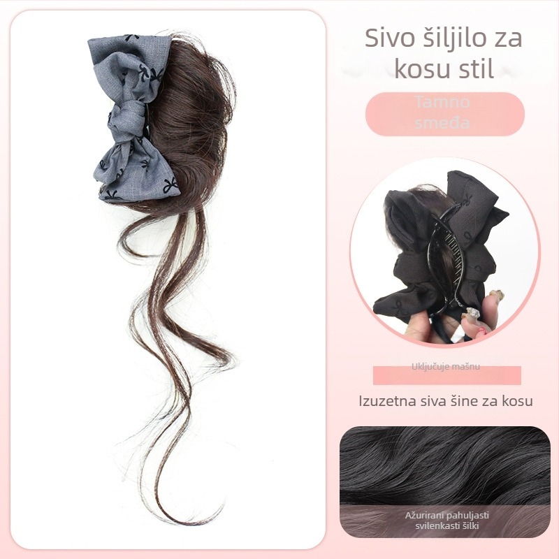 Perika s repom – model Bow tie gripper dragon whiskers, ručno izrađena, kosa od proteinskih vlakana / vlakana flange, pogodna za sve tonove kože i oblike lica