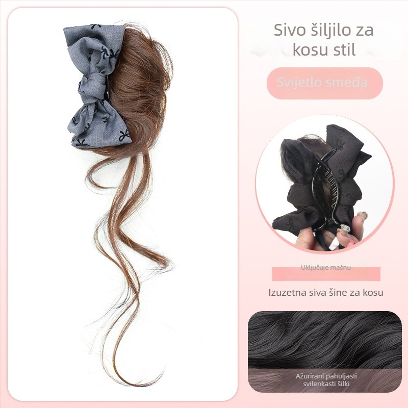 Perika s repom – model Bow tie gripper dragon whiskers, ručno izrađena, kosa od proteinskih vlakana / vlakana flange, pogodna za sve tonove kože i oblike lica