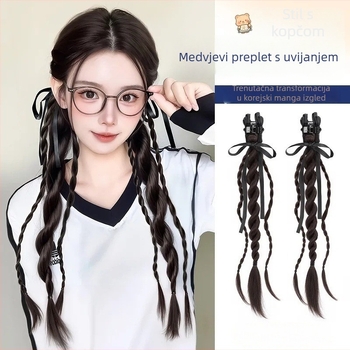 Perika Bear Twist Braid Clip, ručno izrađena, vlakna otporna na visoku temperaturu, nije za bojanje ili trajnu
