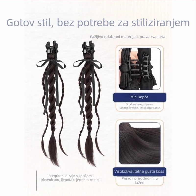 Perika Bear Twist Braid Clip, ručno izrađena, vlakna otporna na visoku temperaturu, nije za bojanje ili trajnu